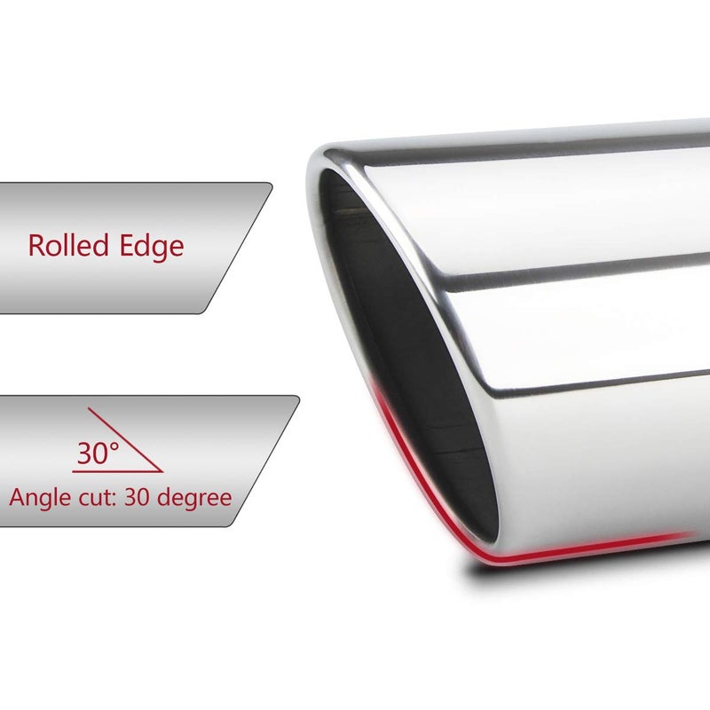 LCGP Bolt On Diesel Exhaust Tip 4", 6" outlet 15" Long Truck Tip, Rolled Angle Cut, Polished - Image 5
